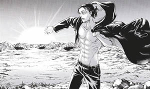 動漫男人披著斗篷在山區伸手觸摸太陽。 — 前衛動漫 壁紙