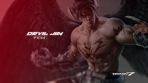 來自《鐵拳7》的惡魔仁，擁有黑色翅膀和惡魔紋身，擺出戰鬥姿勢。 — 惡魔男孩 壁紙
