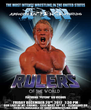 Absolute Intense Wrestling 活動的摔角手海報， featuring 'Psycho' Sid Vicious。 — Motorola Razr 70 Ultra 壁紙