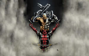 兩個身穿戰鬥裝備的武裝人物在煙霧環境中準備就緒。 — 死侍 壁紙