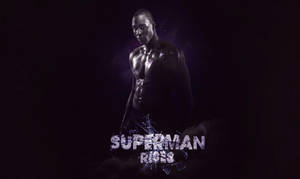 一個肌肉發達的男人在深紫色燈光中，帶有Superman Rises文字。 — 籃球 壁紙