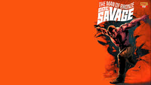Doc Savage 在漫畫插圖中衝破一堵紅磚牆。 — 戰士 壁紙