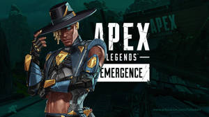 Apex Legends Emergence角色穿著藍色和金色盔甲自信地擺姿勢。 — Apex 英雄 iPhone 壁紙