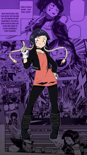 動漫女孩帶著插頭和耳機，漫畫面板背景 — 中野三玖 壁紙