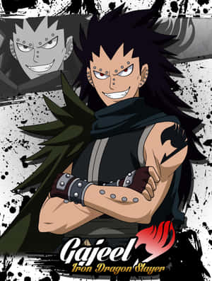 動漫角色 Gajeel 交叉雙臂，露出自信的笑容。 — 2048x2732 壁紙