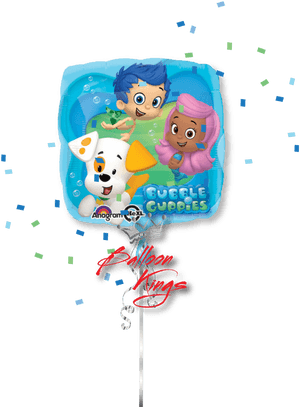 用於兒童派對的 Bubble Guppies 氣球和五彩紙屑。