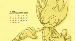草圖風格的超級索尼克在2009年9月日曆 wallpaper。 — 索尼克 壁紙