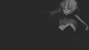 動漫女孩，紅眼，流動的頭髮，在黑暗黑白環境中。 — 暗黑動漫風格GIF 壁紙