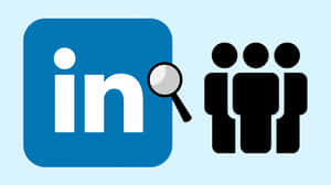 LinkedIn標誌帶有放大鏡瞄準三個人像圖示。 — 矢量藝術 壁紙