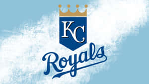 KC Royals棒球隊標誌，帶有皇冠，位於有紋理的藍色和白色背景上。 — 堪薩斯城酋長隊 壁紙