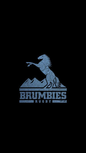 Brumbies Rugby 標誌，以黑色背景上的藍色山上躍立馬匹為特色。 — 可愛的馬 壁紙