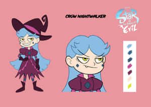 來自《星蝶公主》的角色 Crow Nightwalker 設計，附有調色板。 — 星蝶公主 壁紙