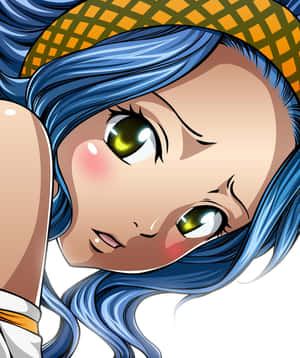 藍色頭髮、黃色眼睛的動漫女孩戴著黃色格紋帽子。 — Pixel Fold 壁紙