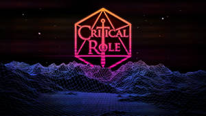 Critical Role標誌在夜間的線框山景上發光。 — 關鍵角色 壁紙