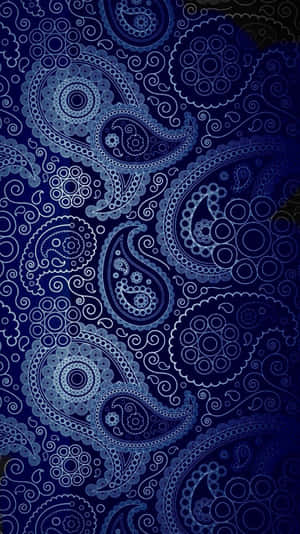 藍色佩斯利圖案，帶有旋轉的淚滴形狀和圓形圖案。 — 美學圖案動畫 壁紙