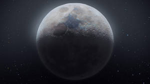 月球帶有隕石坑和月海，在星空中柔和發光。 — 月夜星空 壁紙