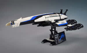 展示支架上的諾曼第SR2太空船LEGO模型。 — 太空船 壁紙