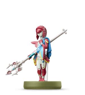 Amiibo 人偶，紅髮戰士手持三叉戟，披藍色斗篷。 — Tecno Phantom V Fold2 壁紙