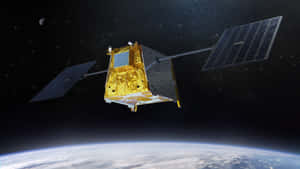 地球上方軌道上的衛星，背景有星星和月亮 — 4K 太空人 壁紙