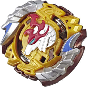 一個色彩繽紛的金屬Beyblade玩具，帶有火焰設計。 — 戰鬥陀螺爆裂 壁紙
