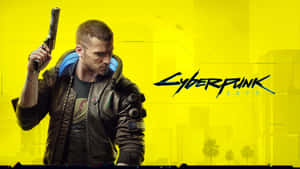 Cyberpunk 2077 主角，擁有機械手臂，手持手槍。 — 城市 壁紙