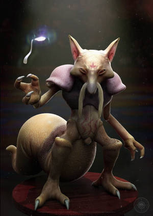 超現實外星生物，狐狸耳朵，發光球體 — IQOO Pad5c 壁紙