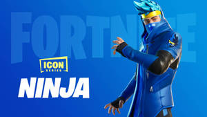 身穿藍色服裝的Fortnite Icon Series忍者角色動感擺姿勢。 — 忍者 要塞英雄 壁紙