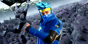 Fortnite忍者角色在雪山中向另一位玩家伸出手。 — 夜魔俠 壁紙