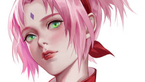 動漫女孩，粉紅色頭髮和綠色眼睛，柔和肖像風格。 — 櫻島麻衣 壁紙