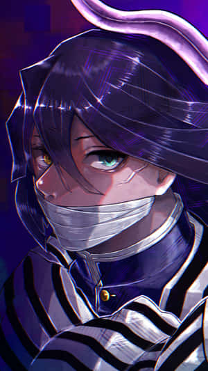 深色頭髮戴面具的動漫角色穿著條紋制服 — 鬼滅之刃 炭治郎 壁紙