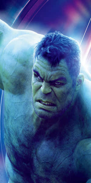 浩克（Hulk）憤怒的表情，背景是宇宙背景，帶有發光的燈光條紋。 — Pixel 3 壁紙