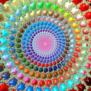 鮮豔多彩的碎形螺旋，帶有重複的幾何圖案。 — 坎迪曼 壁紙