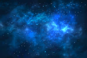 充滿閃爍星星的鮮豔藍色星雲，在深空中。 — MacBook Air 壁紙