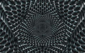 一個黑灰色幾何隧道，重複的鑽石圖案營造出催眠般的3D錯覺。 — 幻覺 壁紙