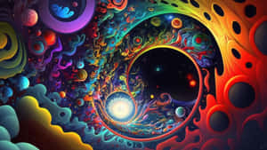 色彩繽紛的宇宙漩渦，帶有發光球體和繁星虛空 — 燈泡 壁紙