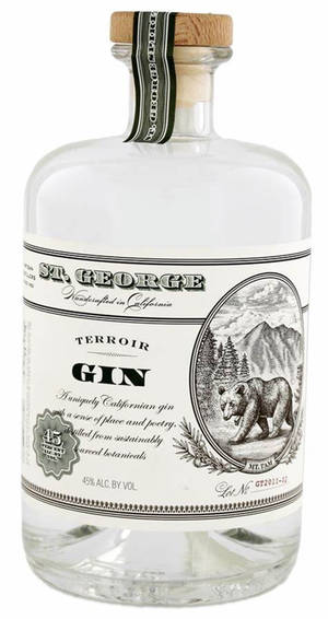 St George Terroir Gin 酒瓶，帶有熊標籤和木蓋。 — 品牌 壁紙