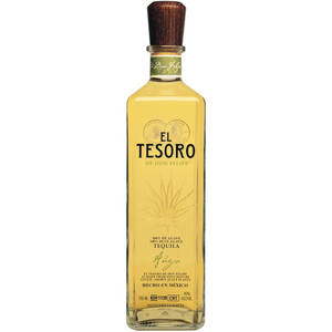 El Tesoro Añejo龍舌蘭酒瓶，帶有木蓋和琥珀色液體。 — 乾淨 壁紙