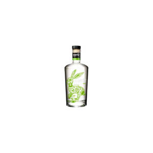 透明龍舌蘭酒瓶，標籤上有綠色兔子設計。 — 簡約 壁紙
