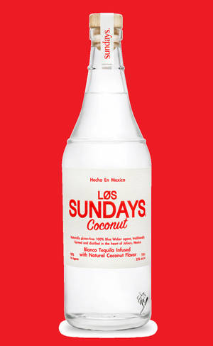 一個Los Sundays椰子龍舌蘭酒瓶在紅色背景上。 — Redmi Pad 壁紙