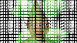 在綠色和黑色漸變背景上重複 'DANK MEMES' 文字圖案。 — Meme 壁紙