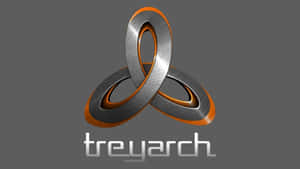 Treyarch 標誌，帶有交錯的環和文字，背景為灰色。 — 遊戲玩家標誌 壁紙