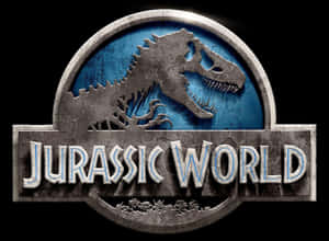 帶有暴龍剪影和石紋質感的 Jurassic World 標誌。 — 侏羅紀公園 壁紙