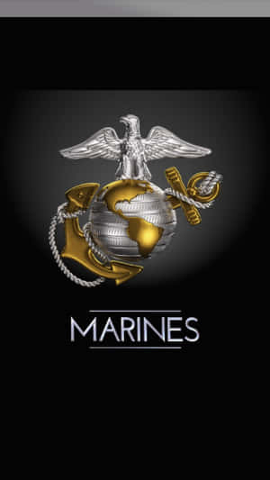 深色背景上帶有老鷹、地球和錨的 Marines 徽章 — 美國陸軍 GIF 壁紙