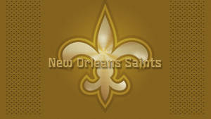 New Orleans Saints 標誌在帶有穿孔側邊的紋理金色背景上。 — 紐奧良聖徒 壁紙