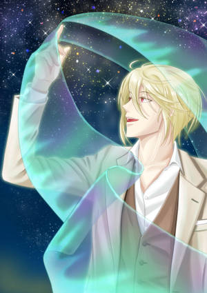 動漫男子穿西裝在星空下握著發光宇宙絲帶 — OnePlus Pad 壁紙