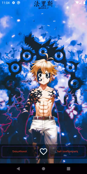 動漫男孩，眼睛發光，帶有紋身，背景是神秘的藍色。 — 新世紀福音戰士 4K 壁紙