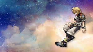 動漫角色漂浮在星空中的雲層之上 — 王國之心 壁紙