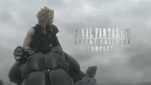 動漫角色在機車上，帶有Final Fantasy VII標題文字。