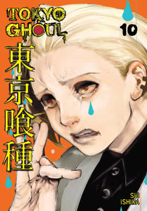 動漫角色舉起和平手勢，流著藍色眼淚。 — 東京喰種桌面 壁紙