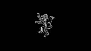 銀色躍獅紋章，帶捲曲花紋，黑色背景 — 蘭尼斯特家族 壁紙